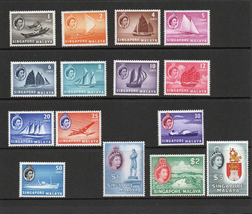 SINGAPORE SG 38-52 DEFINITIVE SET OF 15 MNH