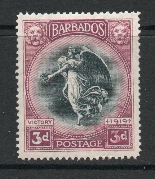 BARBADOS SG 206W 3 D VICTORY STAMP MNH