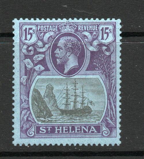 ST HELENA SG 113 GV 15 S GREY AND PURPLE BLUE VALUE L/M/M