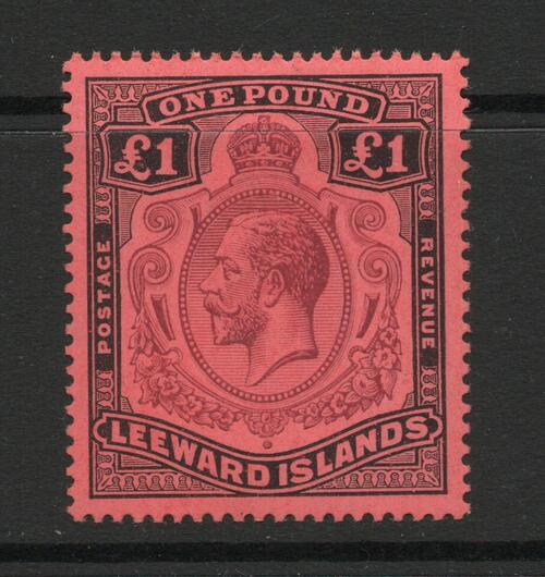 LEEWARD ISLANDS SG 80 1921  £1 VALUE. MNH 