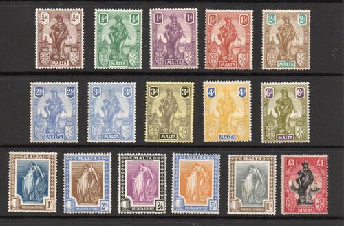 MALTA SG 123-40 1922 SET M/M