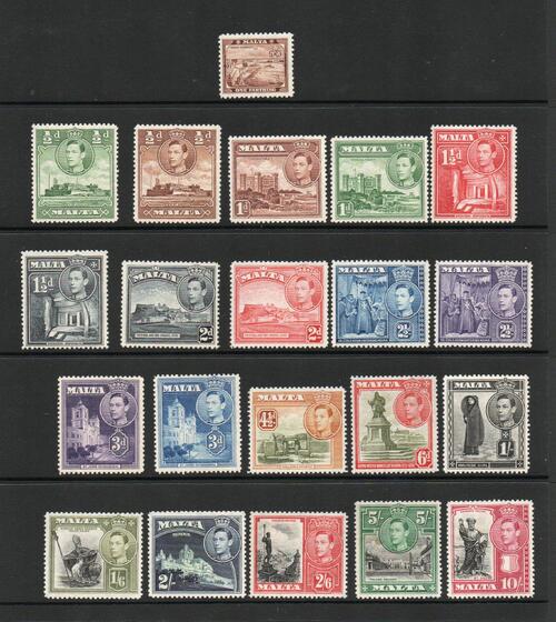 MALTA SG 217-31 GVI DEFINITIVE SET MNH