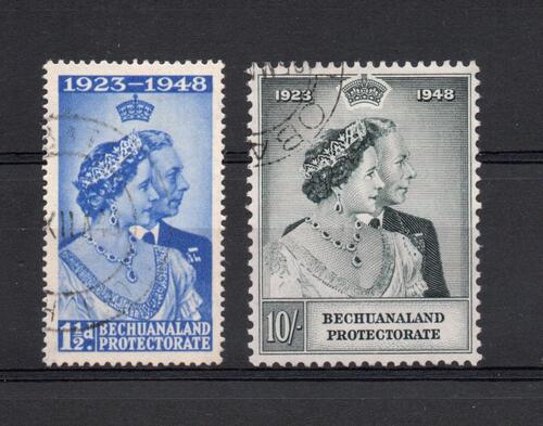 BECHUANALAND SG 136-7 ROYAL SILVER WEDDING PAIR FINE USED