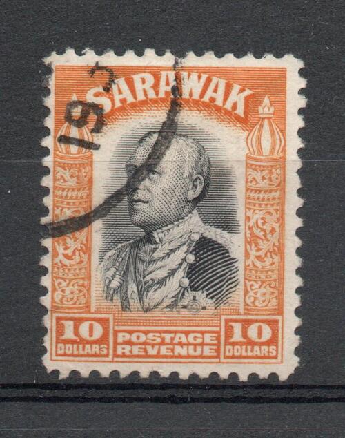 SARAWAK SG 125 CHARLES BROOKE 10/- FINE USED