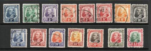 SARAWAK SG 91-105  CHARLES VYNER BROOKE DEFINITIVE SET. F/U