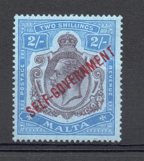 MALTA SG 120 SELF GOVERNMENT OVERPRINT ON 2/- M/M