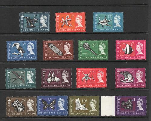 SOLOMON ISLANDS SG 112-26 1965 DEFINITIVE SET MNH