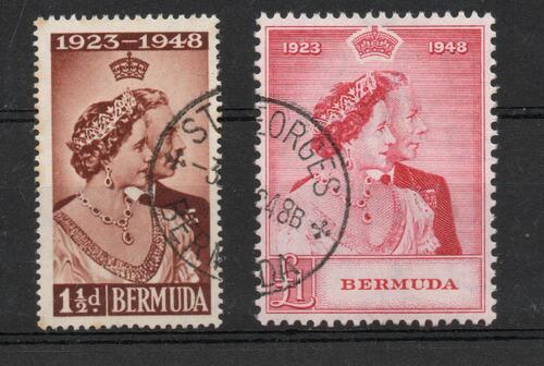 BERMUDA SG 125-6 GVI SILVER WEDDING PAIR FINE USED