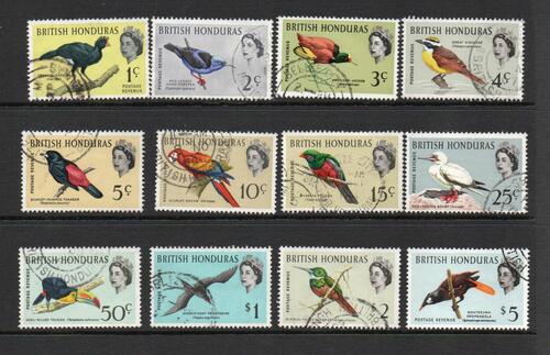 BRITISH HONDURAS SG 202 13 BIRDS DEFINITIVE SET FINE SED