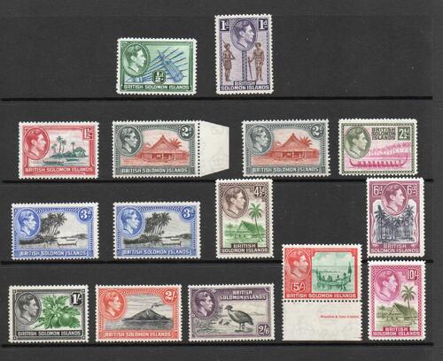 BRITISH SOLOMON ISLANDS SG 60-72 + 63a + 65a GVI SET MNH
