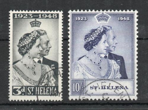 ST HELENA SG 143-4 ROYAL SILVER WEDDING. FINE USED