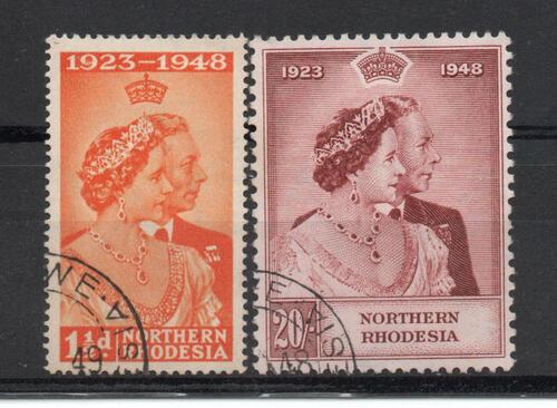 NORTHERN RHODESIA SG 48-9 ROYAL SILVER WEDING FINE USED