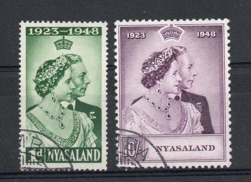 NYASALAND SG 161-2 ROYAL SILVER WEDDING FINE USED