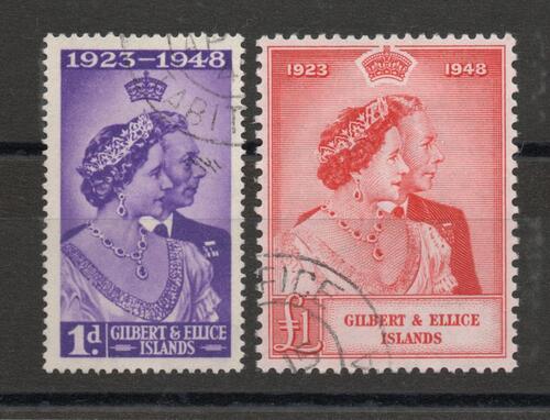 GILBERT & ELLICE ISLANDS SG 57-8 ROYAL SILVER WEDDING FINE USED