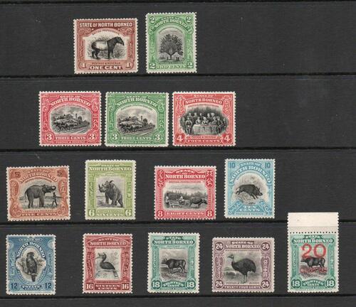 NORTH BORNEO SG 158-77 ANIMAL SET OF 13 FINE M/M
