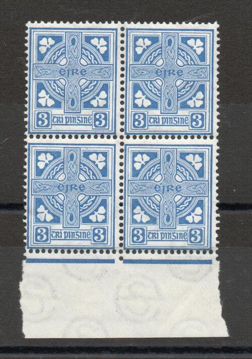 IRELAND SG 76 3D CELTIC CROSS BLOCK OF 4  MNH
