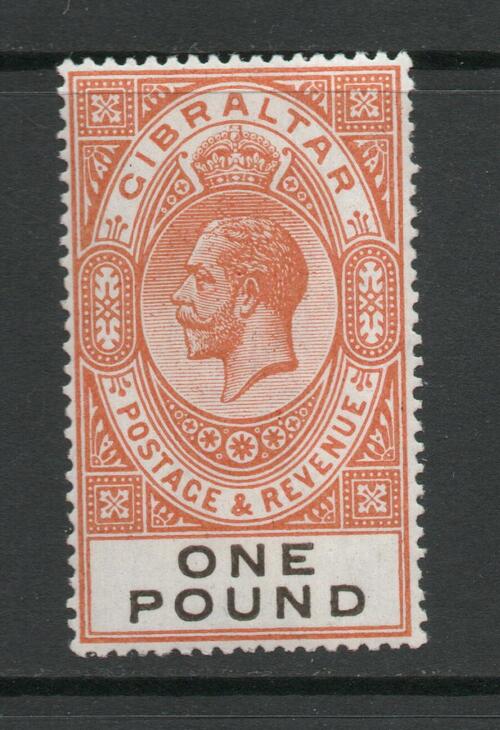 GIBRALTAR GV £1 ORANGE & BLACK FINE M/M